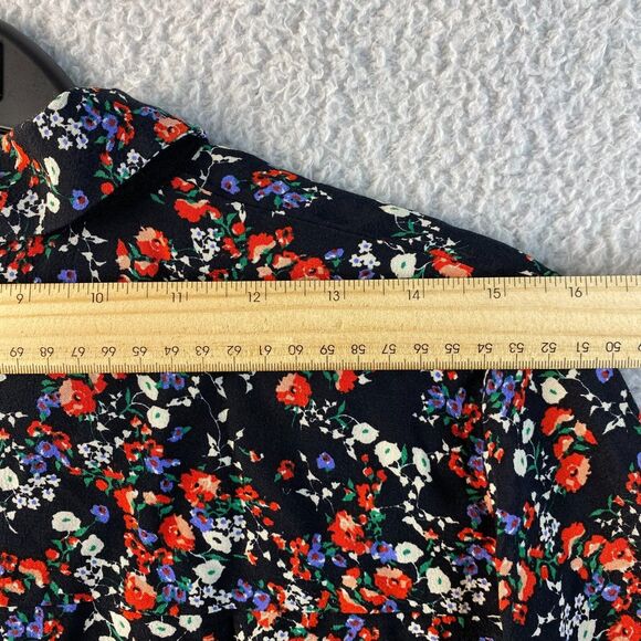 Zara Top Blouse Women's Size M Ribbon Floral Print Long Sleeve Collared - Picture 7 of 12